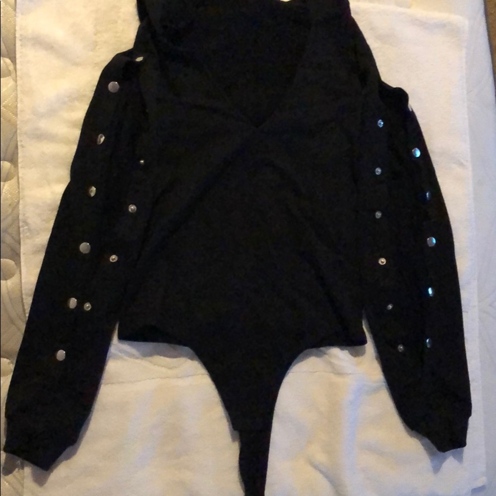 Black cotton Windsor bodysuit